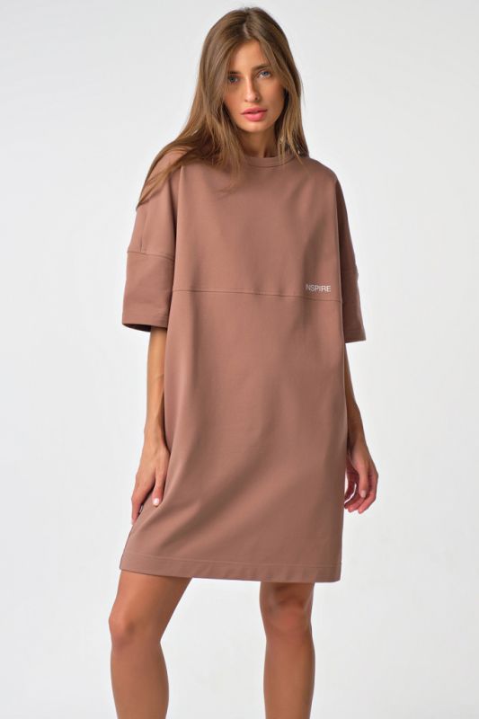 Milk chocolate jersey oversize t-shirt dress