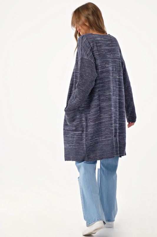 Knitted cardigan with pockets blue melange