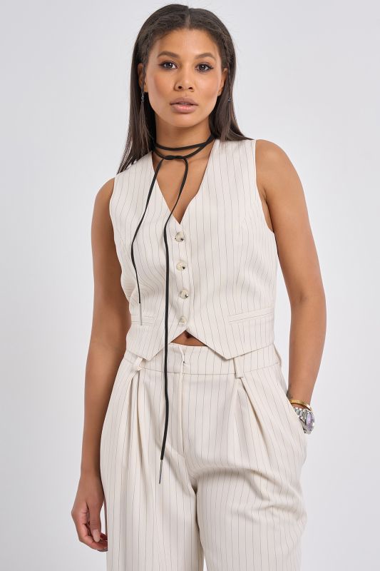 Milk striped suit vest