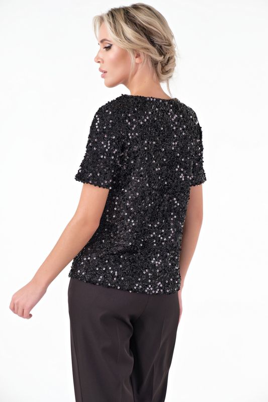 Black knitted blouse with sequins