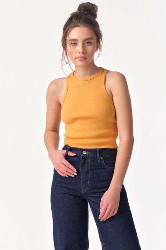 Yellow cotton knit crop top