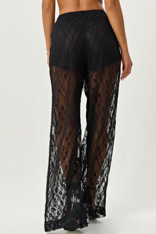 Black lace evening pants