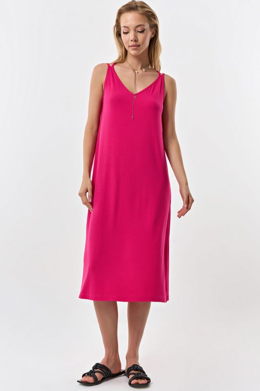 Fuchsia knitted summer midi dress