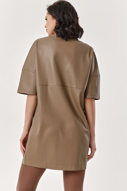 Latte eco leather T-shirt dress