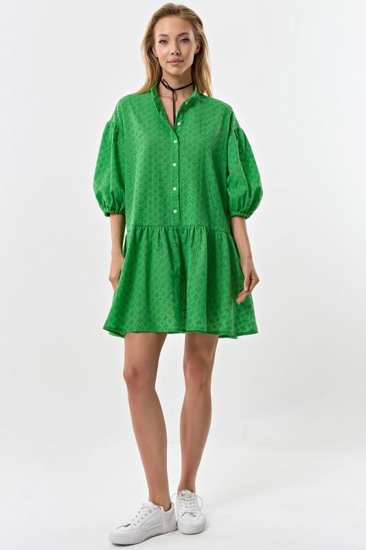 Cotton loose lace summer dress green