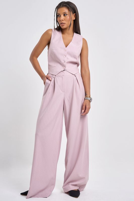 Straight pants made of suit fabric dusty pink with stripes