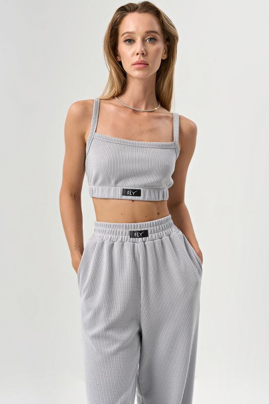 Tight knit strappy top in gray