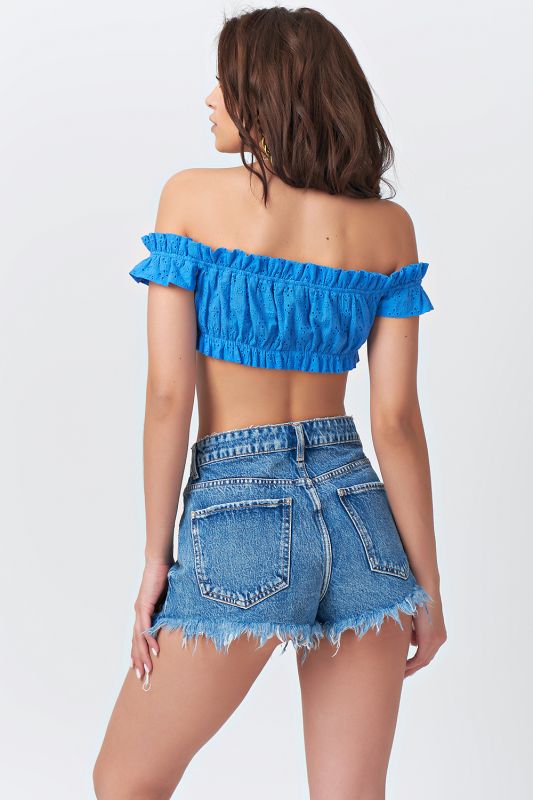 Cotton summer cropped top blue