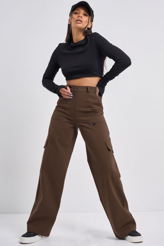 Straight cotton kargo pants brown