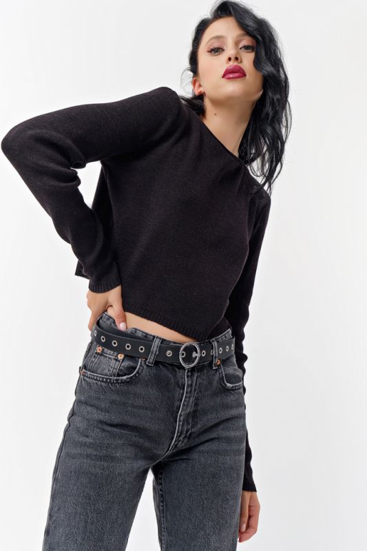 Black cotton cropped sweater