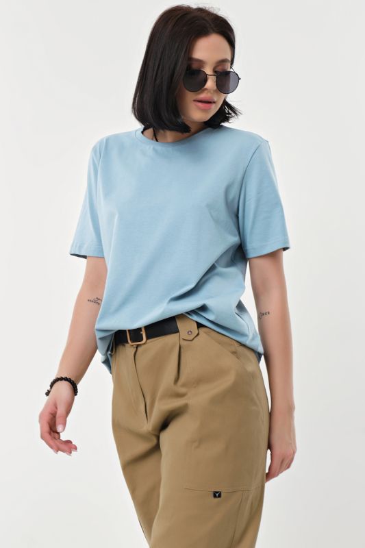 T-shirt of straight silhouette of cotton blue