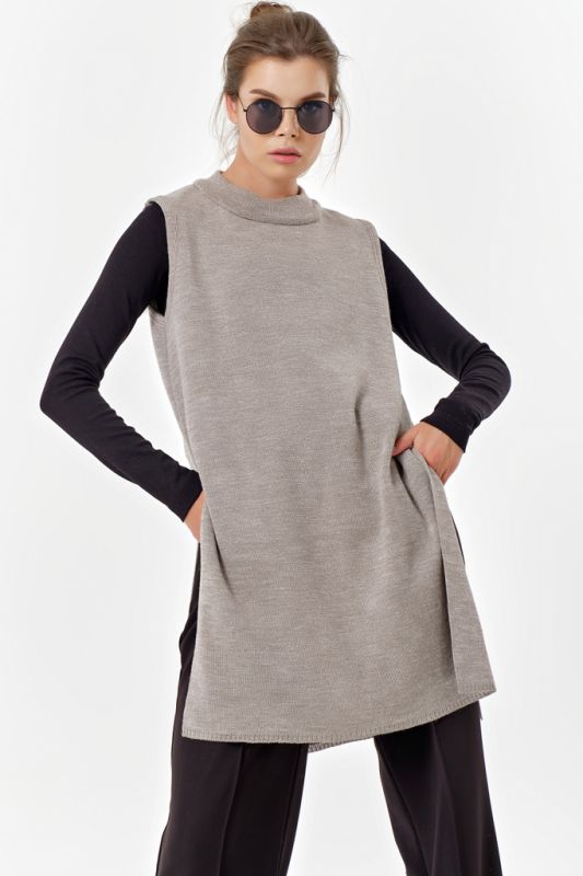 Dress-tunic of free silhouette melange light gray