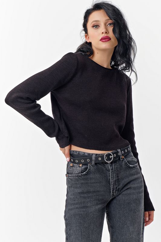 Black cotton cropped sweater