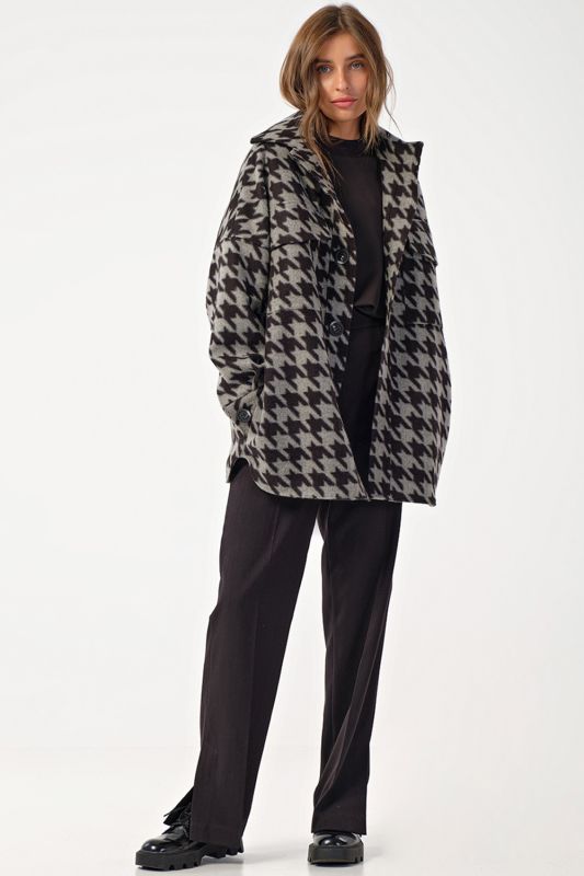 Houndstooth short shirt coat