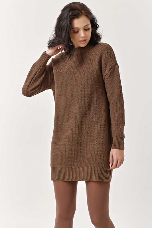 Coffee short wool knitted dress