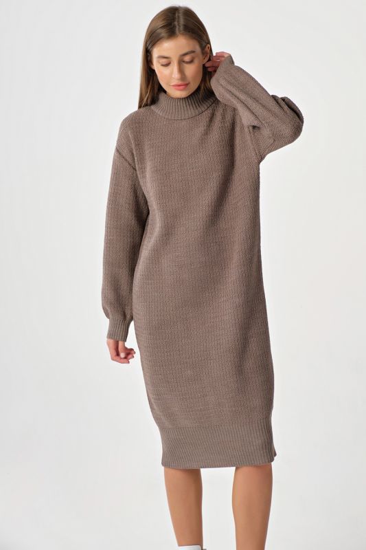 Oversize midi sweater dress in dark beige melange