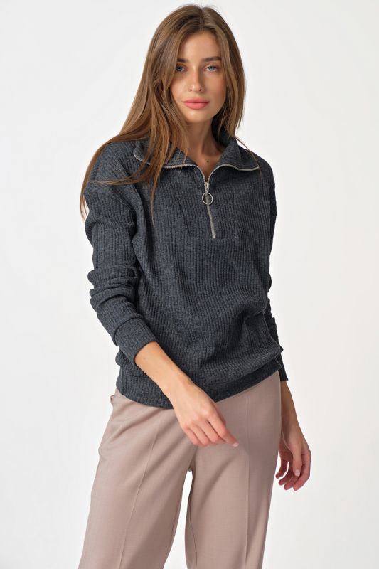 Sweater with high neck dark gray