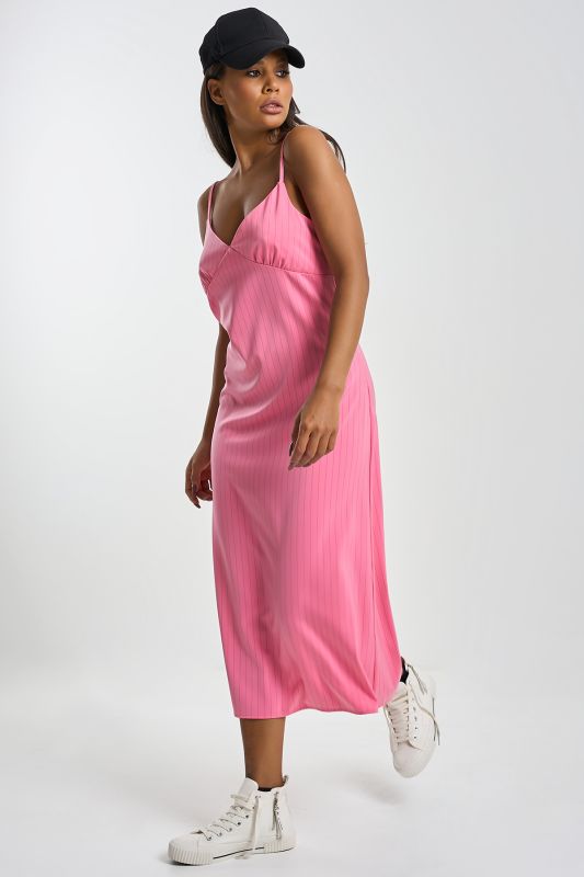 Pink striped midi combination dress