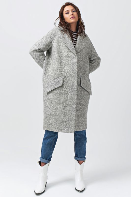 Grey Melange Long Wool Oversize Coat