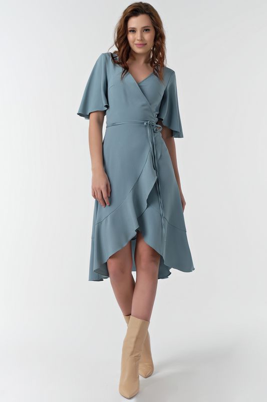 Mint fit-and-flare midi dress with flounces