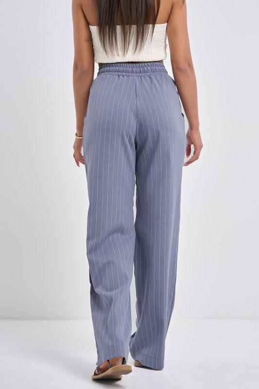 Indigo Striped Cotton Trousers