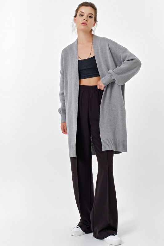 Long knitted cardigan in gray