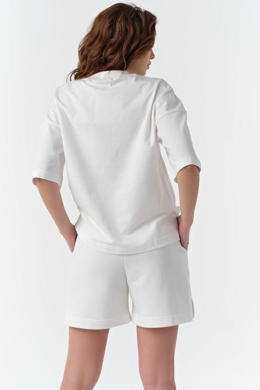 Summer cotton shorts with elastic band made of futer white