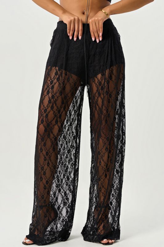 Black lace evening pants