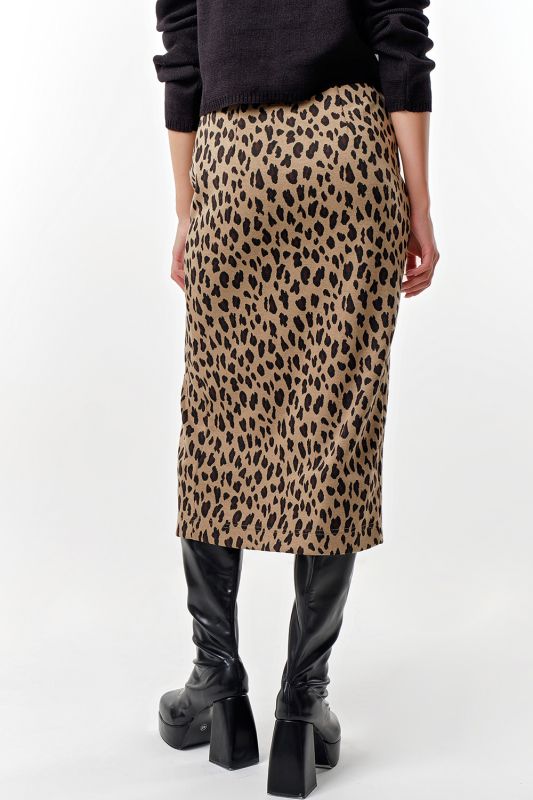 Dense knit skirt leopard on beige