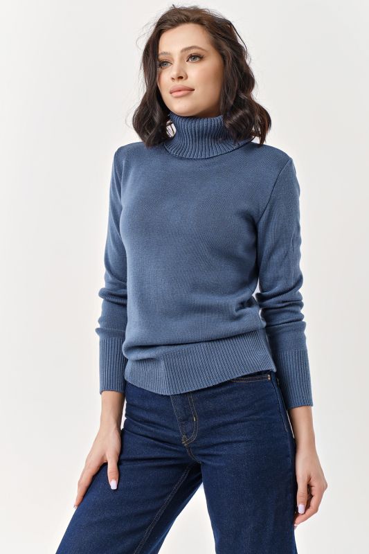 Turtleneck of semi woolen yarn steel