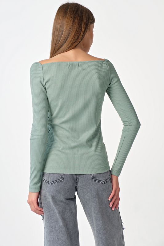 Longsleeve knitted longsleeve with square neckline mint