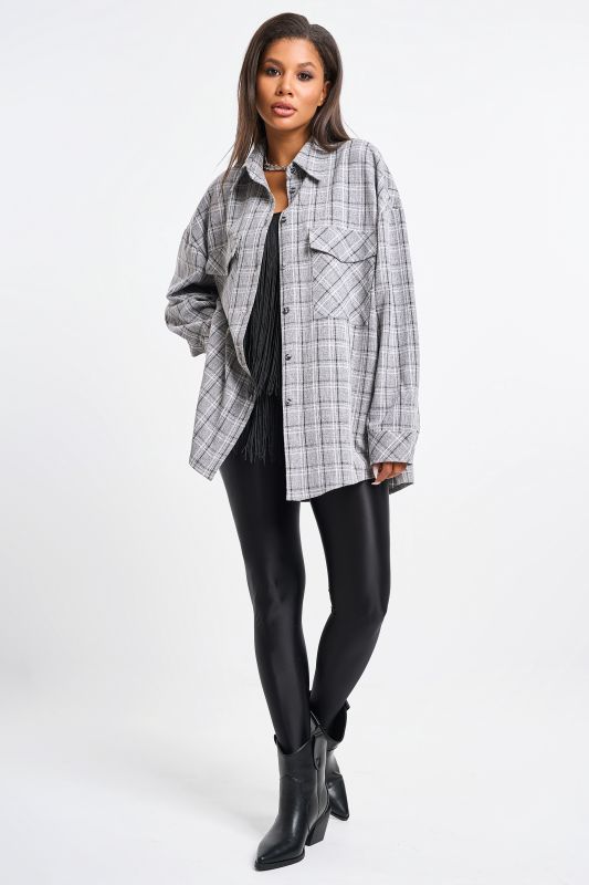 Grey cotton plaid shirt