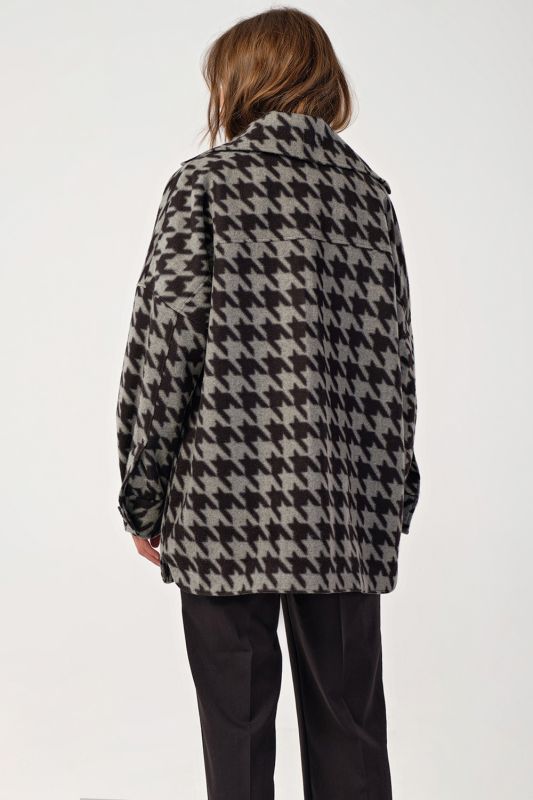 Houndstooth short shirt coat