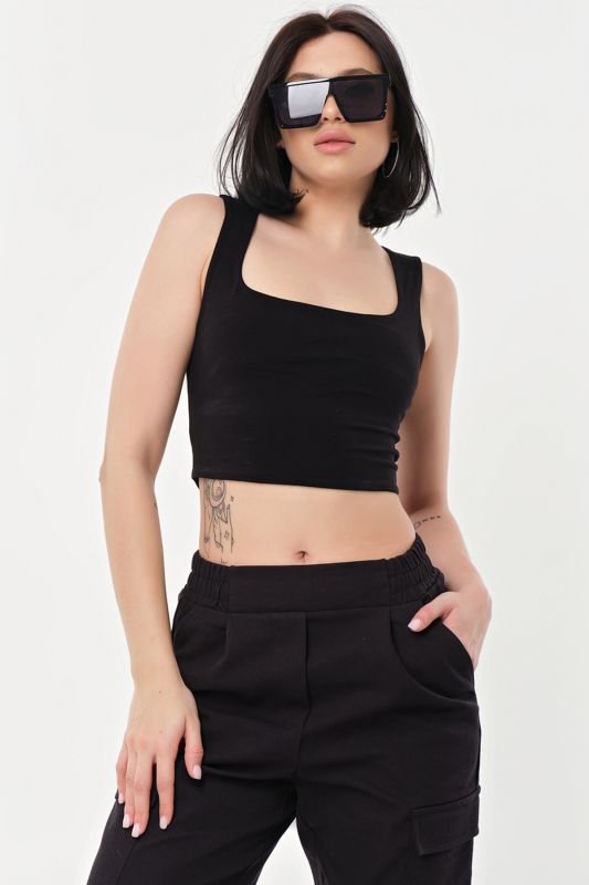 Black cotton jersey top