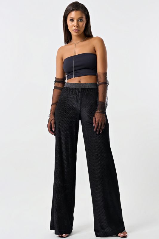 Black knitted velvet pants