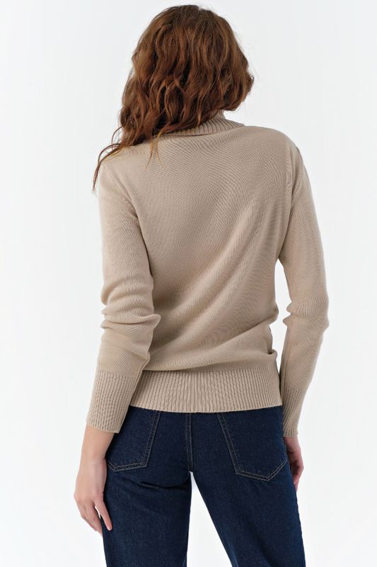 Long sleeve wool knitted turtleneck beige