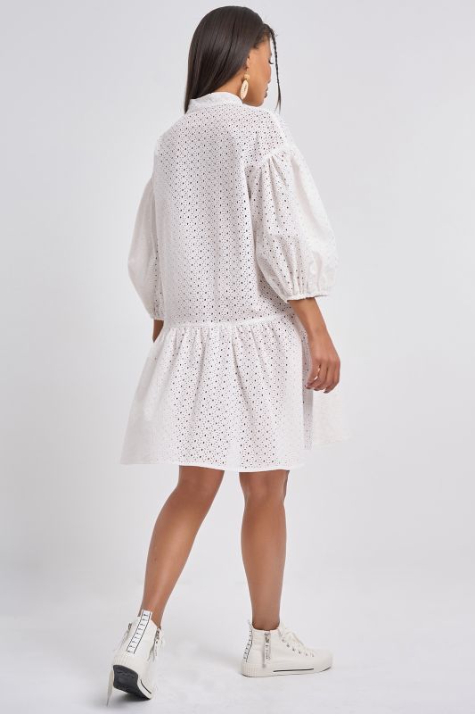 Summer dress with imitation cotton lace white