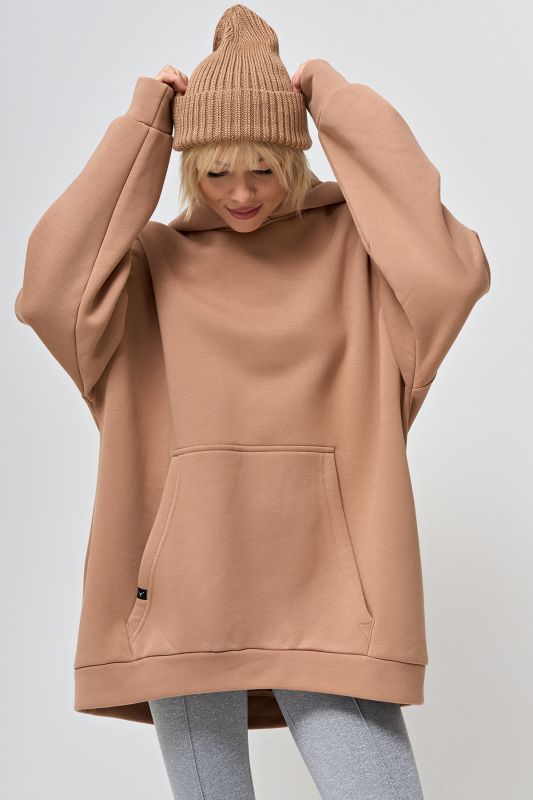 Fleece fleece hoodie beige