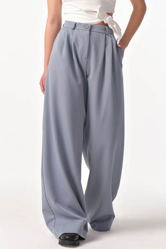 Pants palazzo with high waist gray-blue