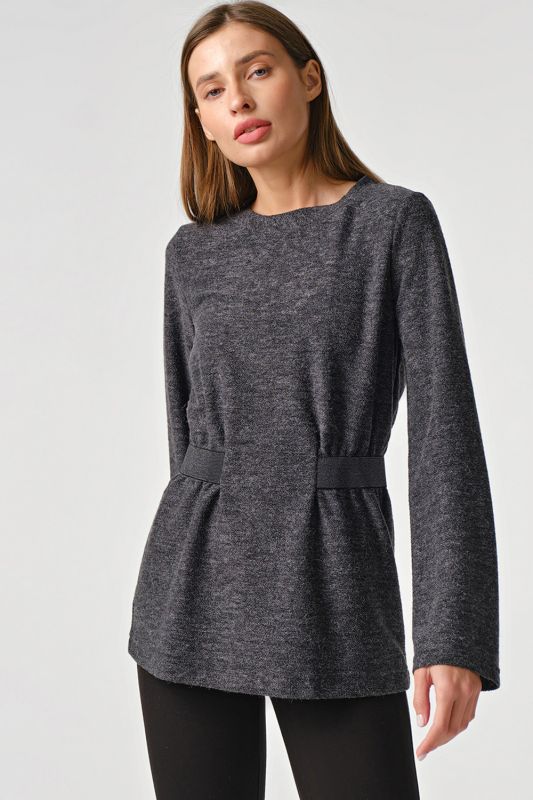 Long fitted knitted sweater gray