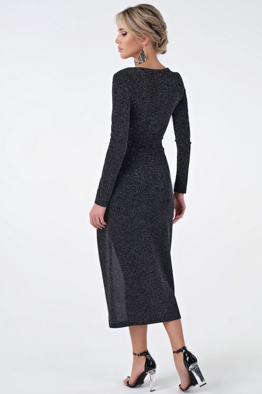 Black Lurex knitted dress of close-fitting silhouette