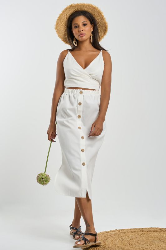 Cotton dress with cut-off waist white