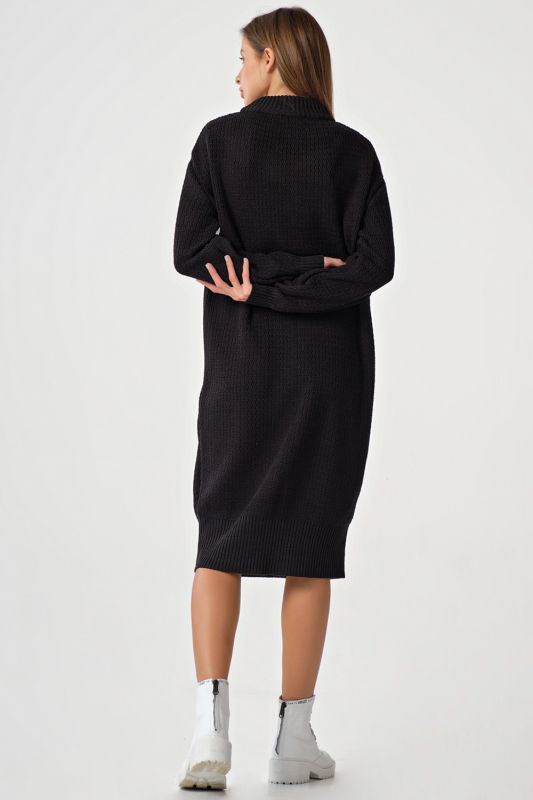 Black Melange Midi Oversize Sweater Dress