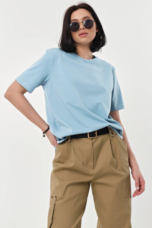 T-shirt of straight silhouette of cotton blue