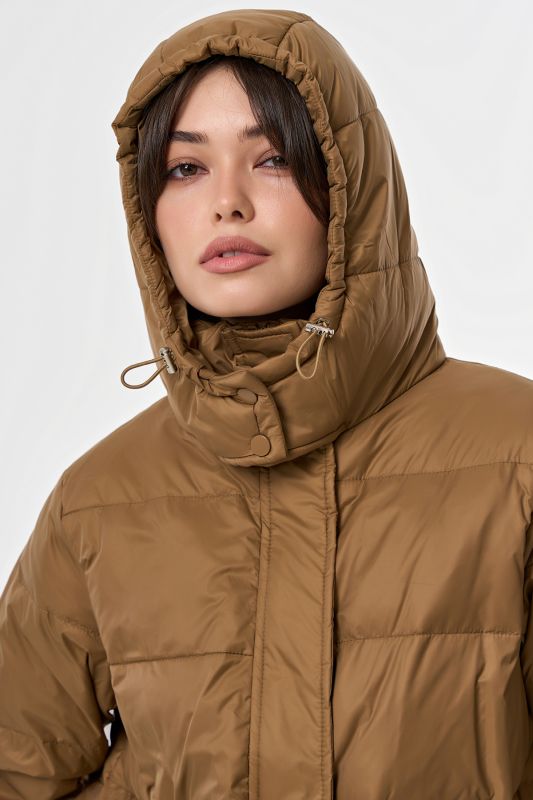 Beige straight silhouette down jacket