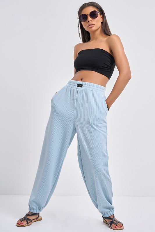 Textured knit pants dusty blue