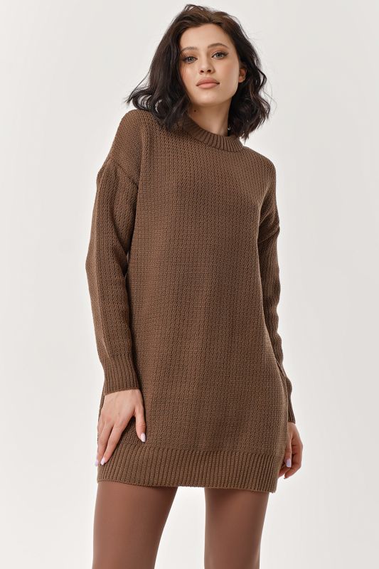 Coffee short wool knitted dress