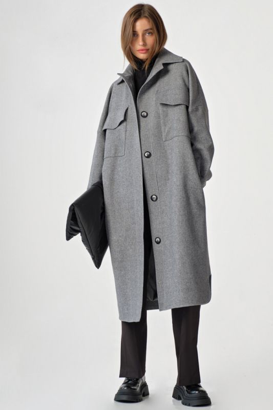 Long wool shirt coat gray