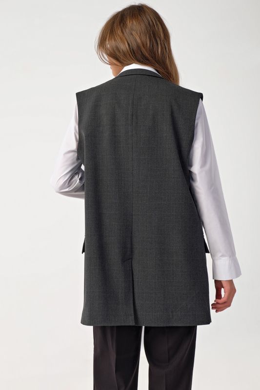 Long double-breasted lined vest gray