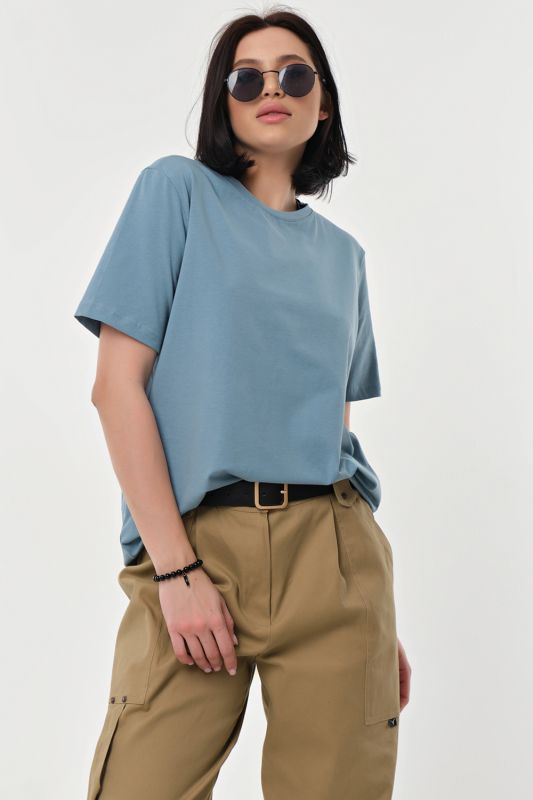 T-shirt basic cotton blue smock